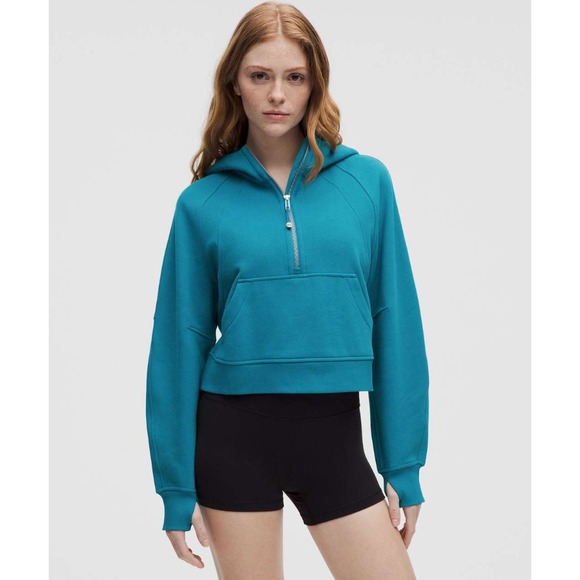 Lululemon Scuba Oversized Half-zip Hoodie Hoodie M/L 2025 Hawaiian Blue Cropped - Picture 1 of 12